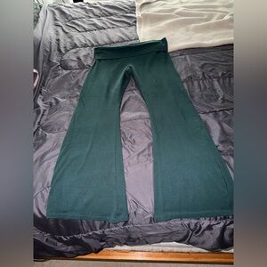 Victoria Secret Pink Green Foldover Flare Cotton Yoga Pants